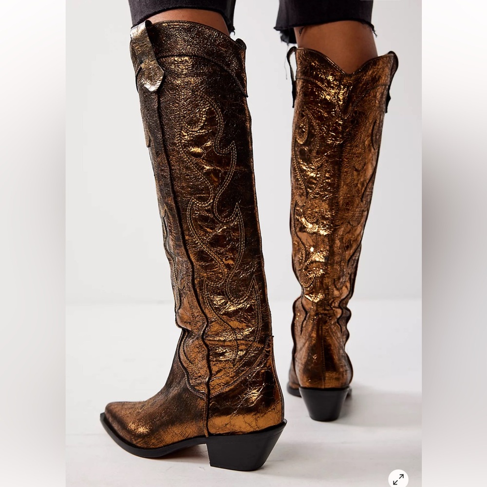 Metallic Bronze  Heeled Boots